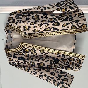 Animal print jacket Size S Gold Sequin Trim